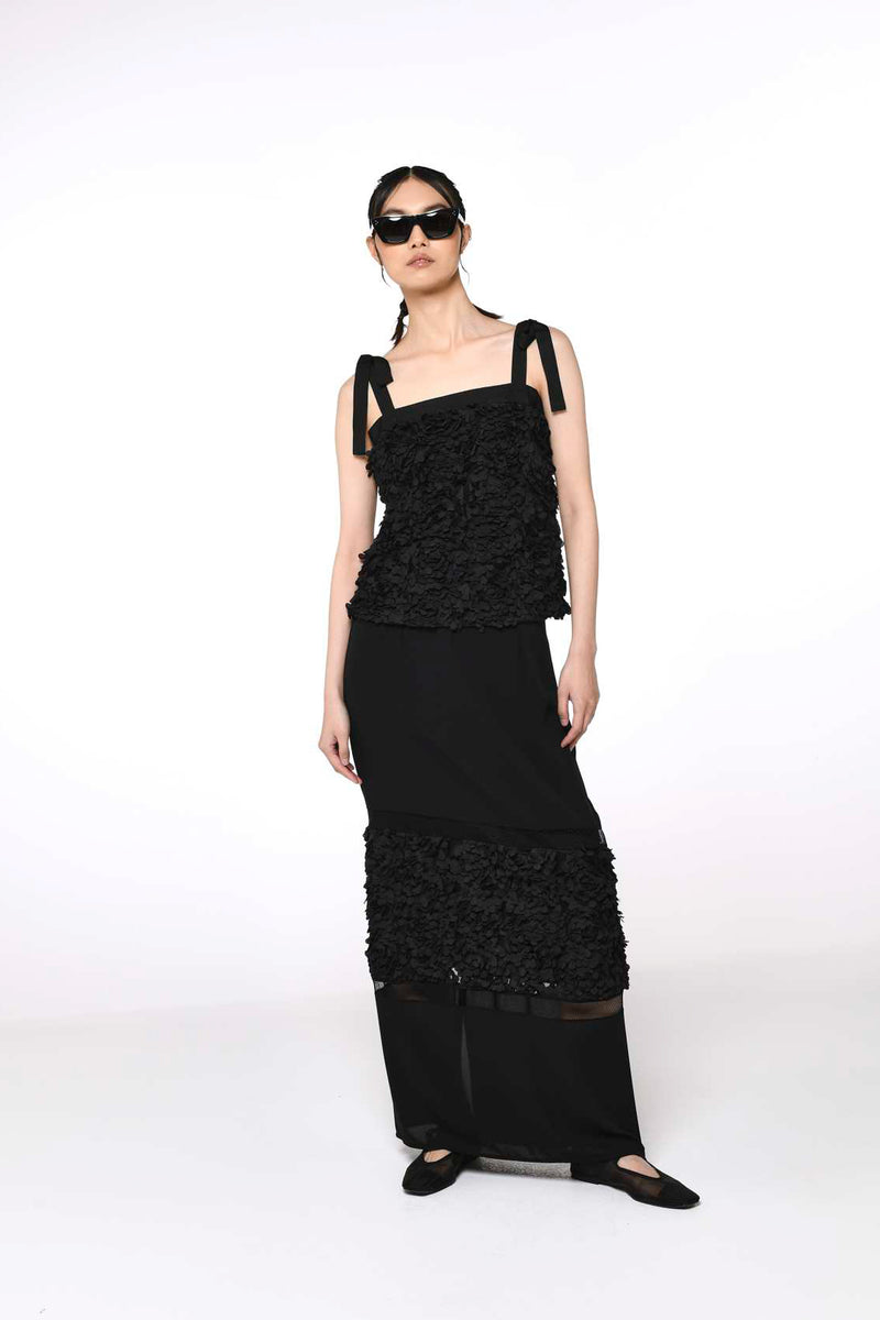 Black Dress With Floral-Milva Mi-Tocca Finita