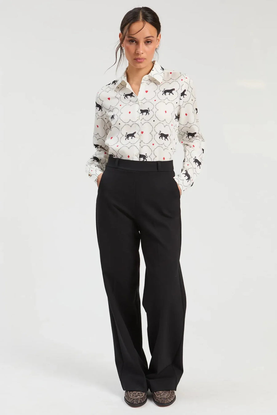 Black Roma Knit Straight-Leg Trousers-Vilagallo-Tocca Finita