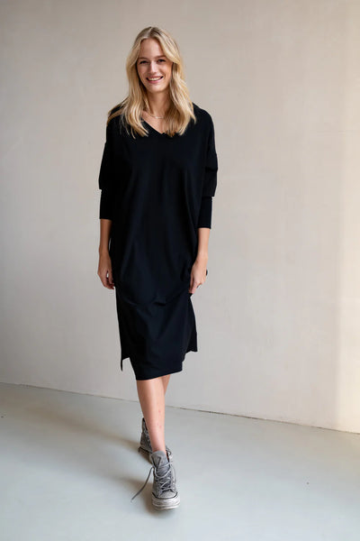 Black V Neck Jersey Dress-Penn&Ink-Tocca Finita
