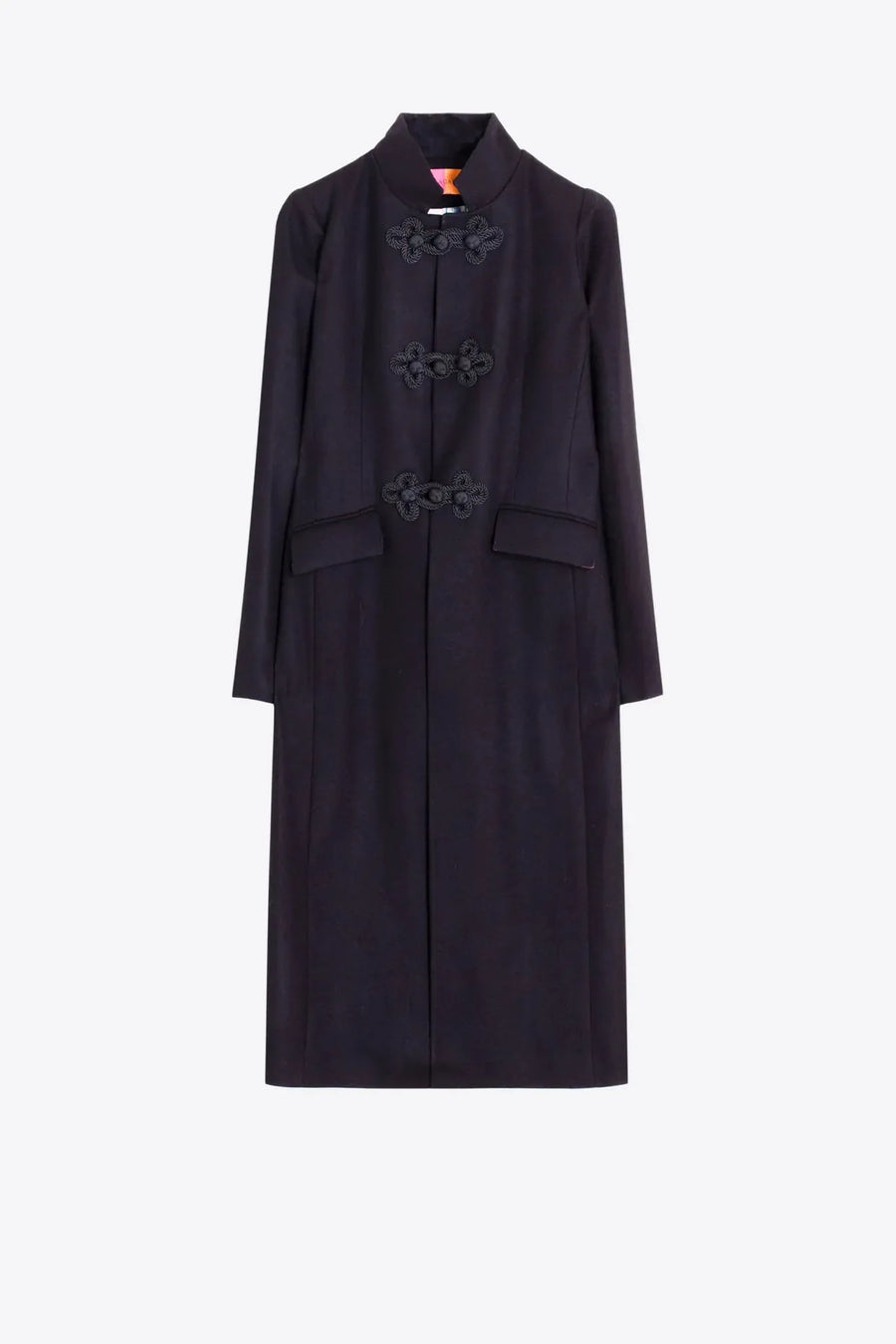 Black Wool Toggle Coat-Vilagallo-Tocca Finita