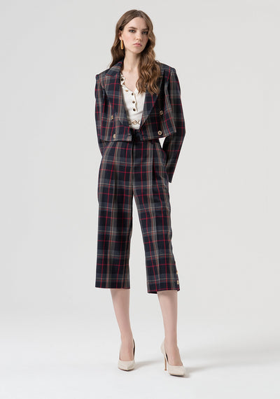 Blazer Jacket Cropped Tartan Pattern-Fracomina-Tocca Finita