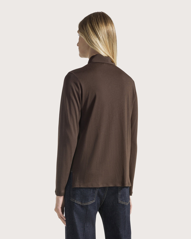 Blended Silk Open Shirt Deep Brown-Seventy-Tocca Finita