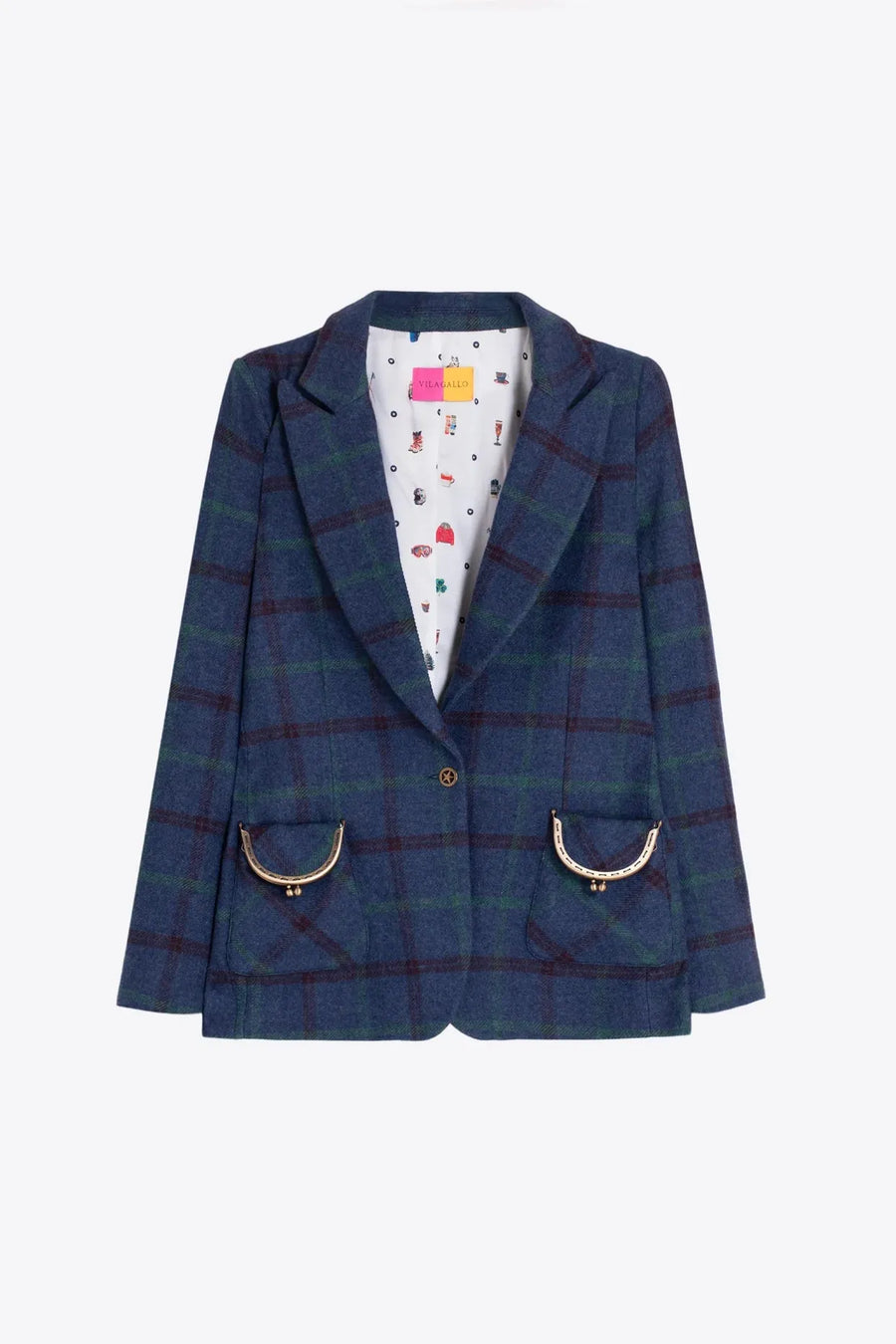 Blue And Green Plaid Jacket-Vilagallo-Tocca Finita