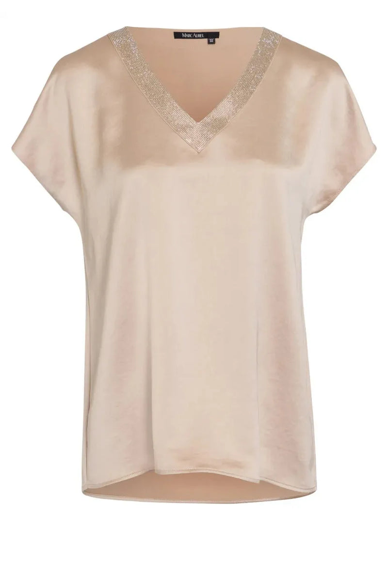 Blush Satin Shirt and Skirt Set-Marc Aurel-Tocca Finita