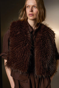 Boho Vest in Fur Look Brown-Luisa Cerano-Tocca Finita