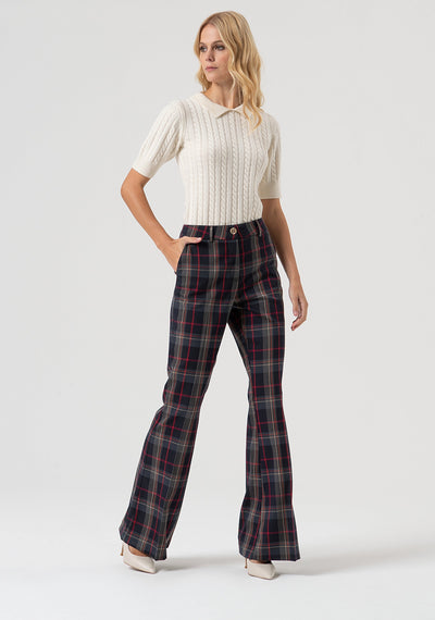Bootcut Pant Made In Tartan Fabric-Fracomina-Tocca Finita