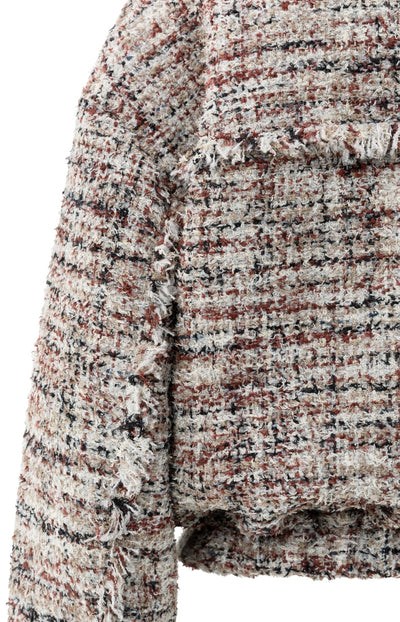 Bouclé Jacket With Fringes And Stand-Up Collar Blush Pink Dessin
