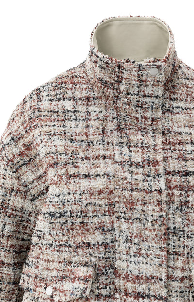 Bouclé Jacket With Fringes And Stand-Up Collar Blush Pink Dessin