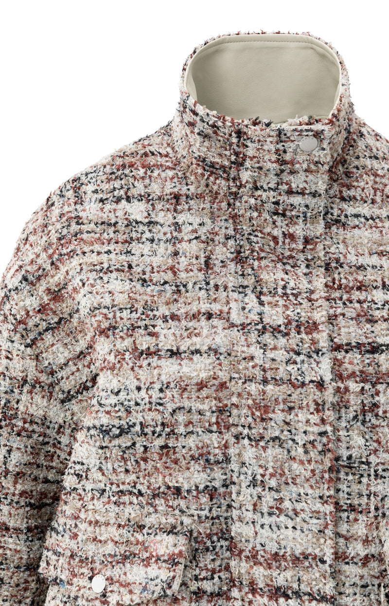 Bouclé Jacket With Fringes And Stand-Up Collar Blush Pink Dessin