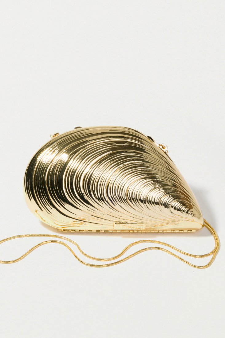 Bridget Metal Oyster Clutch-SIMKHAI-Tocca Finita
