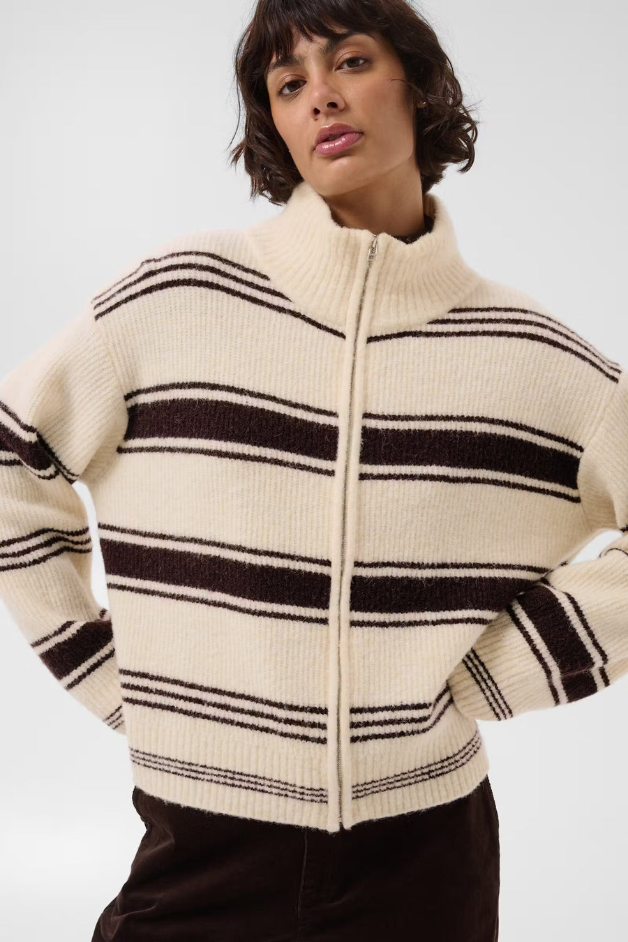 CamiriaPW Pullover Off White With Brown Stripes / Nature-Part Two-Tocca Finita
