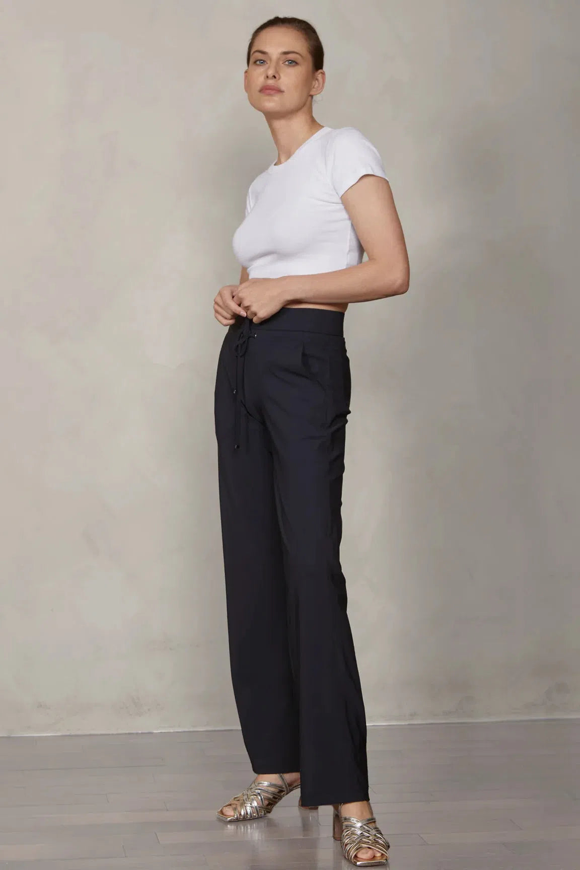 Candice Straight Jersey Pant - Navy Blue 890