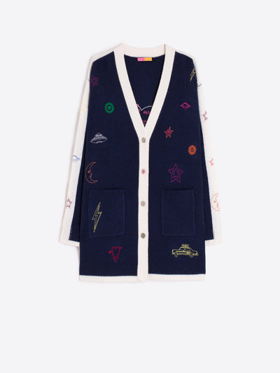 Cardigan Embroidery Navy-Vilagallo-Tocca Finita