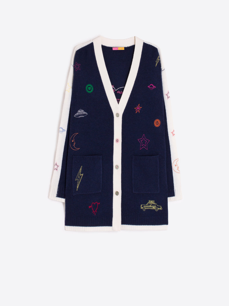 Cardigan Embroidery Navy-Vilagallo-Tocca Finita