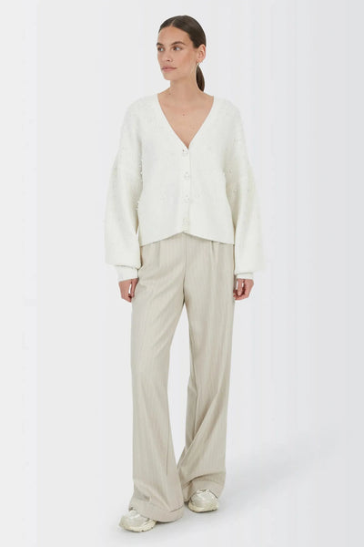 Cardigan With Beaded Appliqué Creme-Marc Aurel-Tocca Finita