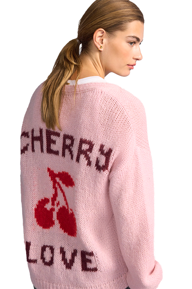 Cardigan with Cherry Pattern Sakura Patterned-Riani-Tocca Finita