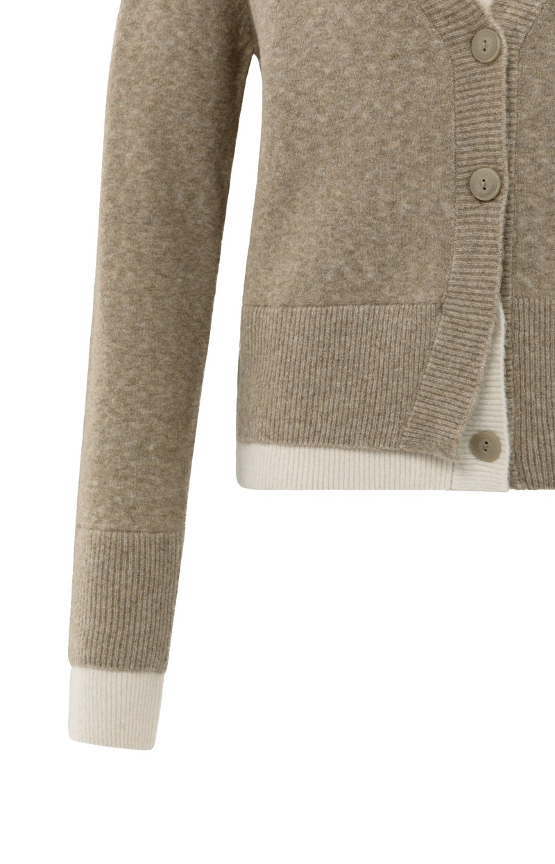 Cardigan With Contrast Details And V-Neck