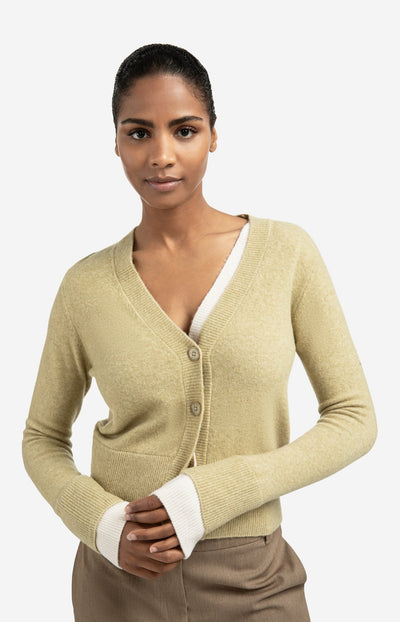 Cardigan With Contrast Details And V-Neck-Yaya-Tocca Finita