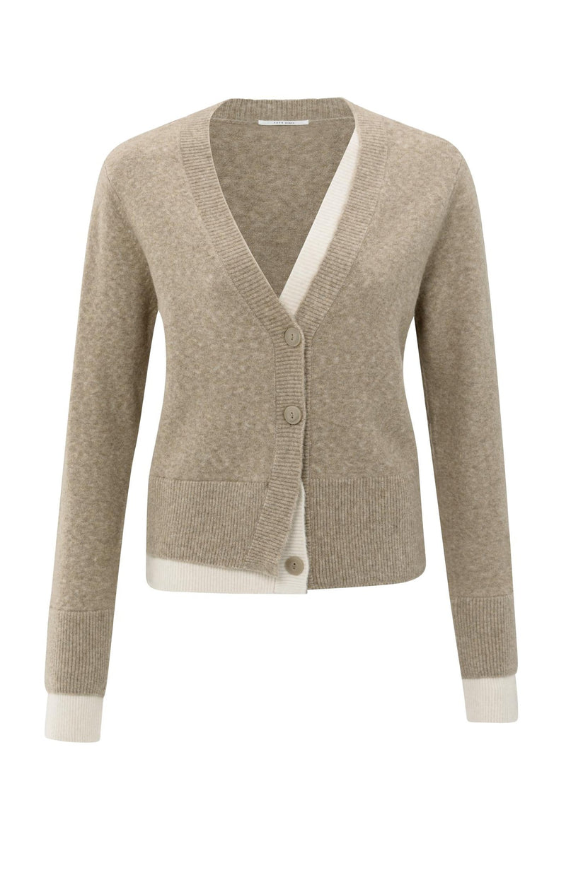 Cardigan With Contrast Details And V-Neck-Yaya-Tocca Finita