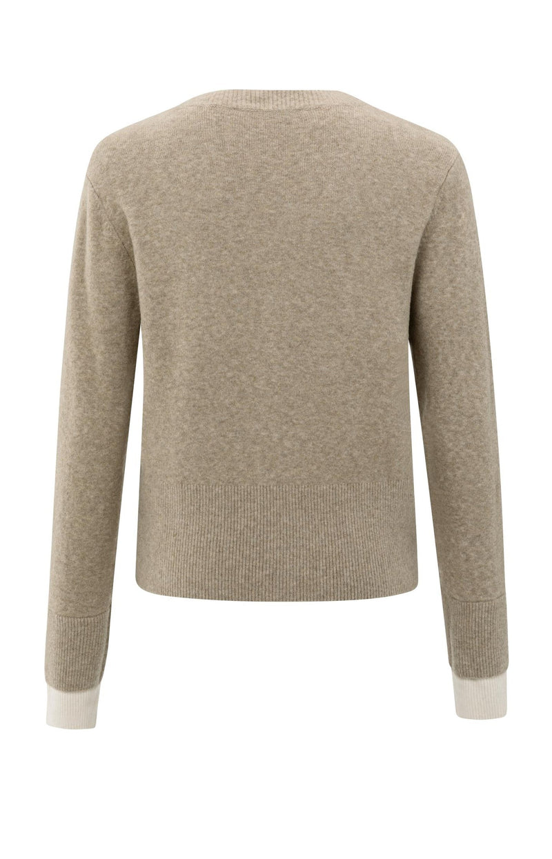 Cardigan With Contrast Details And V-Neck-Yaya-Tocca Finita
