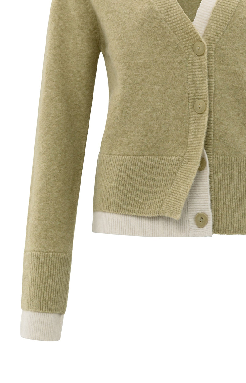 Cardigan With Contrast Details And V-Neck