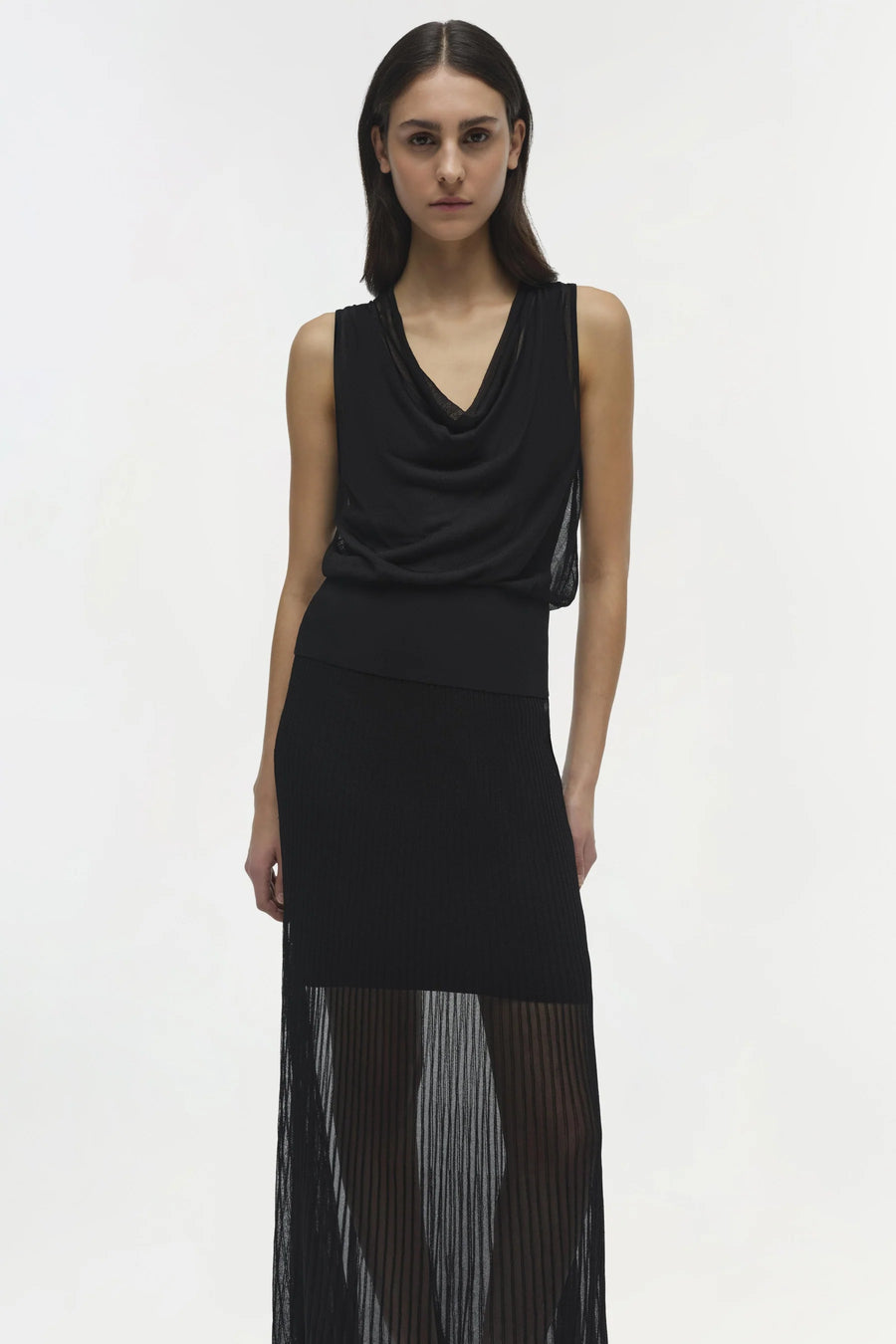 Carmina Cowl Tank In Black-SIMKHAI-Tocca Finita