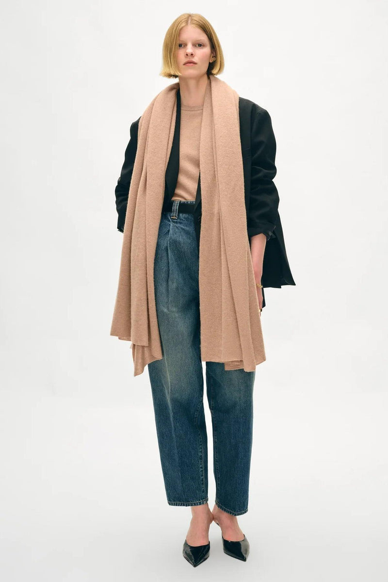 Cashmere Travel Wrap Camel Heather-White And Warren-Tocca Finita