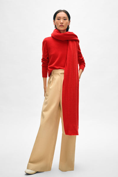 Cashmere Travel Wrap Carmine Red-White And Warren-Tocca Finita