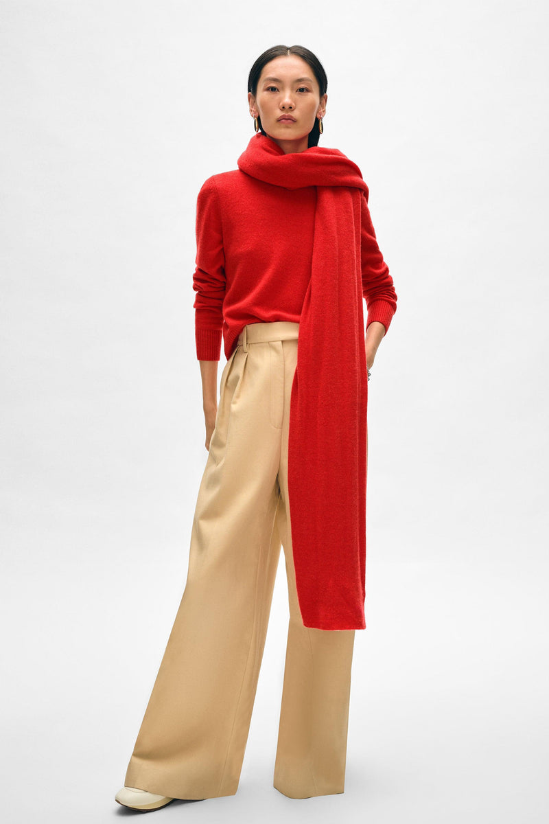 Cashmere Travel Wrap Carmine Red-White And Warren-Tocca Finita