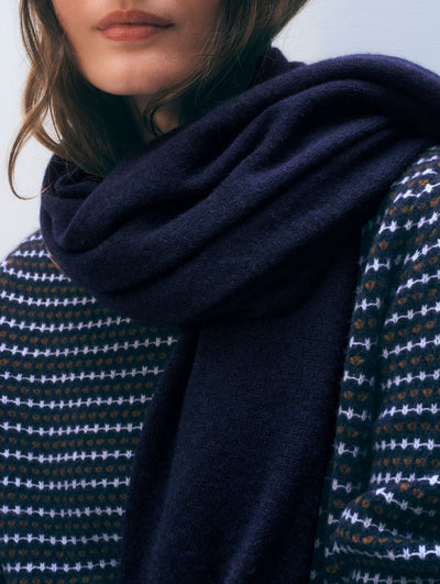 Cashmere Travel Wrap Deep Navy-White And Warren-Tocca Finita