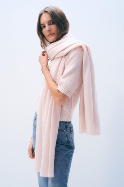 Cashmere Travel Wrap Pink Sand-White And Warren-Tocca Finita