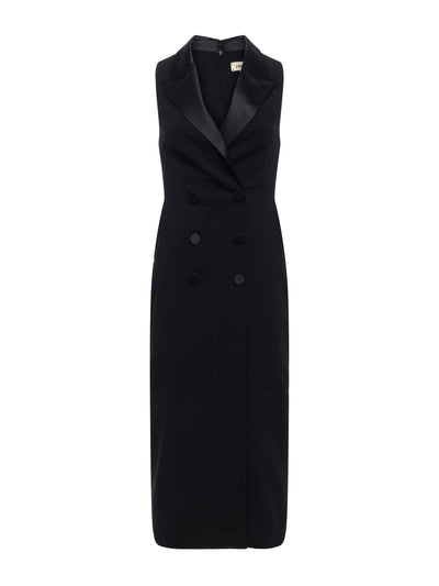Catherine Tuxedo Midi Dress Black-L'Agence-Tocca Finita