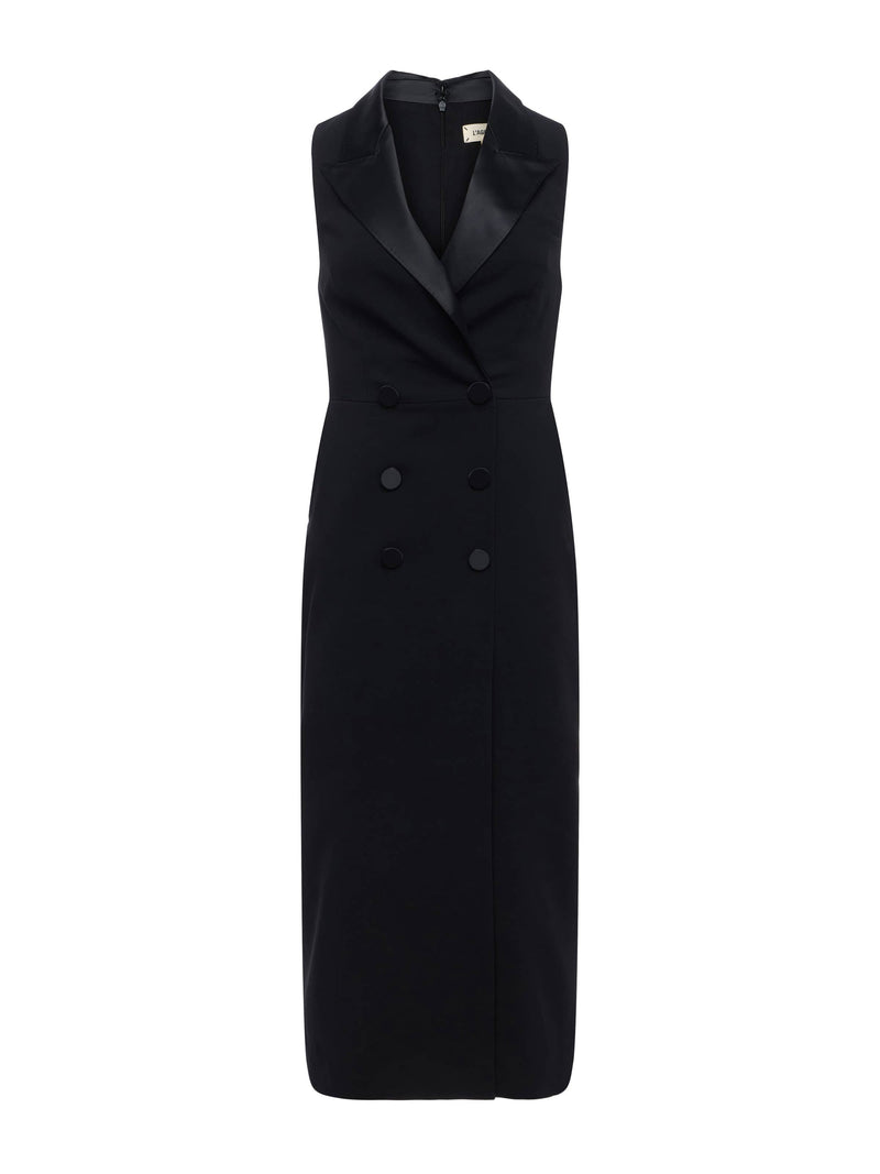 Catherine Tuxedo Midi Dress Black-L&
