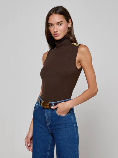 Ceci Sleeveless Turtleneck Coffee Bean-L'Agence-Tocca Finita