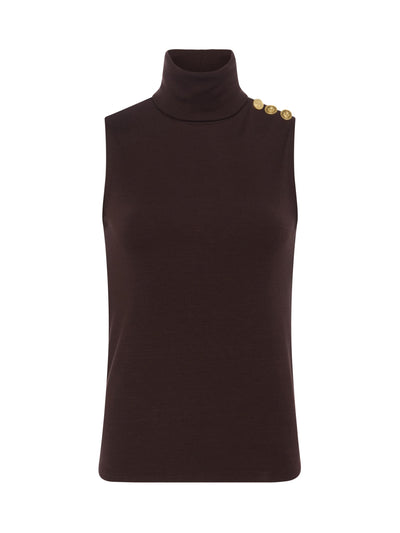 Ceci Sleeveless Turtleneck Coffee Bean-L'Agence-Tocca Finita