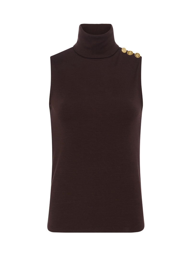 Ceci Sleeveless Turtleneck Coffee Bean-L&