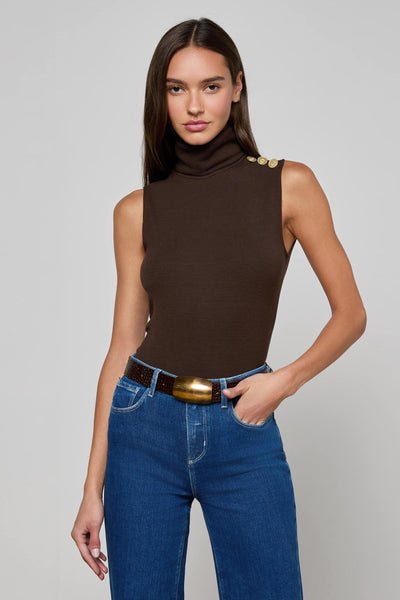 Ceci Sleeveless Turtleneck Coffee Bean-L'Agence-Tocca Finita