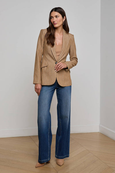 Chamberlain Blazer Tan Charcoal Stripe-L'Agence-Tocca Finita