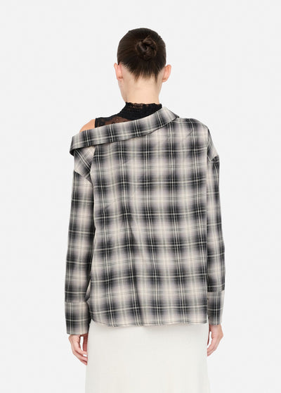 Checked Shirt With Lace Black-Liu Jo-Tocca Finita