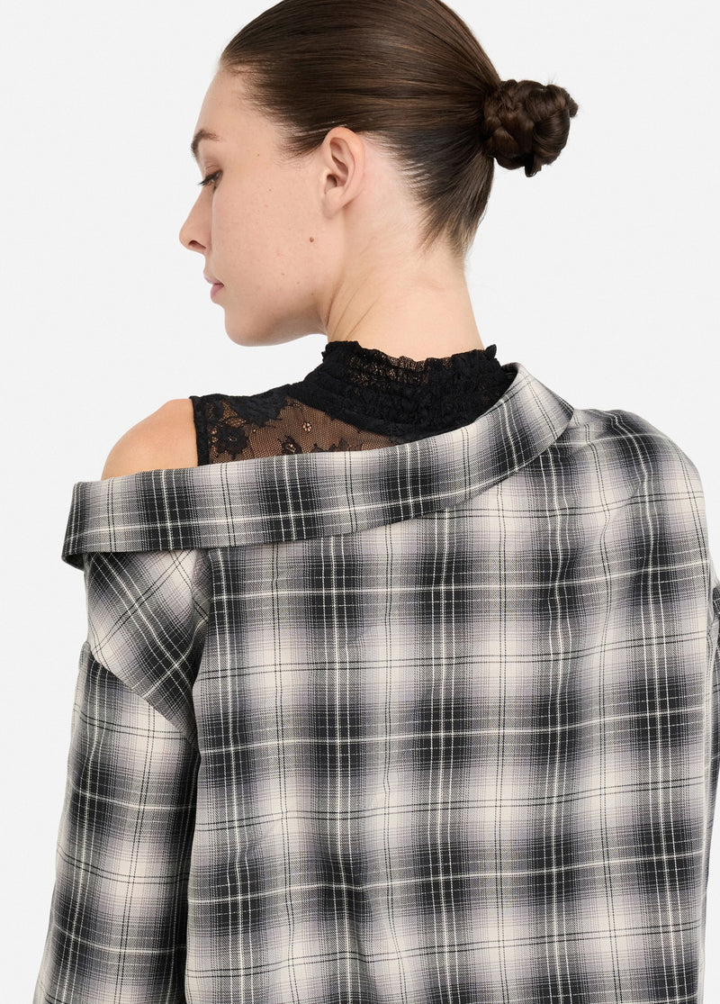 Checked Shirt With Lace Black-Liu Jo-Tocca Finita