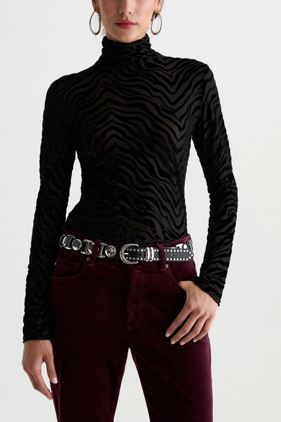 Chels Velvet Turtleneck Wild Lines-AG Jeans-Tocca Finita