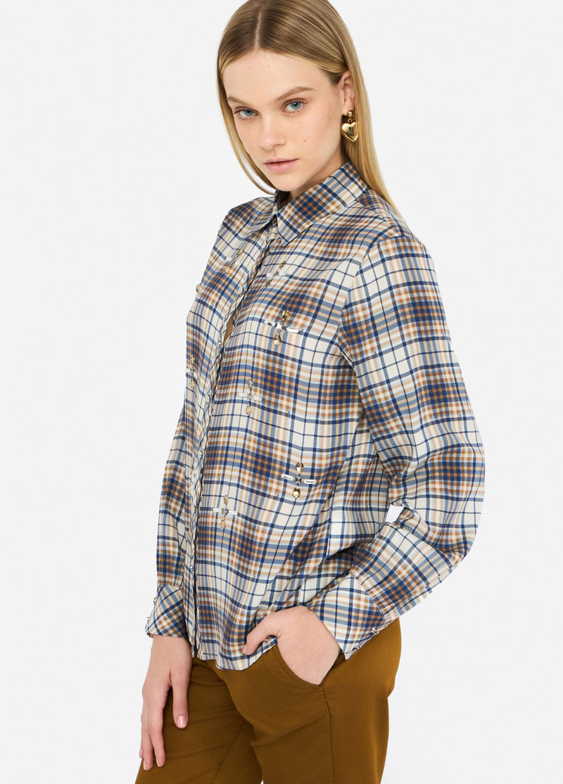 Chequered Shirt With Rhinestones-Liu Jo-Tocca Finita