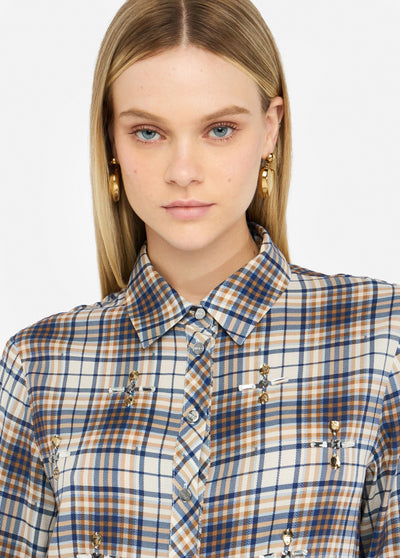 Chequered Shirt With Rhinestones-Liu Jo-Tocca Finita
