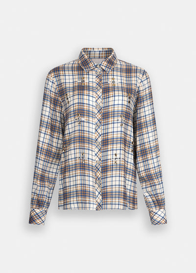 Chequered Shirt With Rhinestones-Liu Jo-Tocca Finita