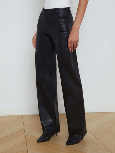 Clayton Coated Wide-Leg Jean Black-L'Agence-Tocca Finita