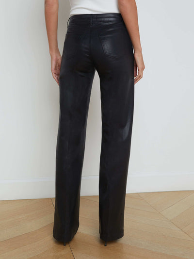 Clayton Coated Wide-Leg Jean Black-L'Agence-Tocca Finita