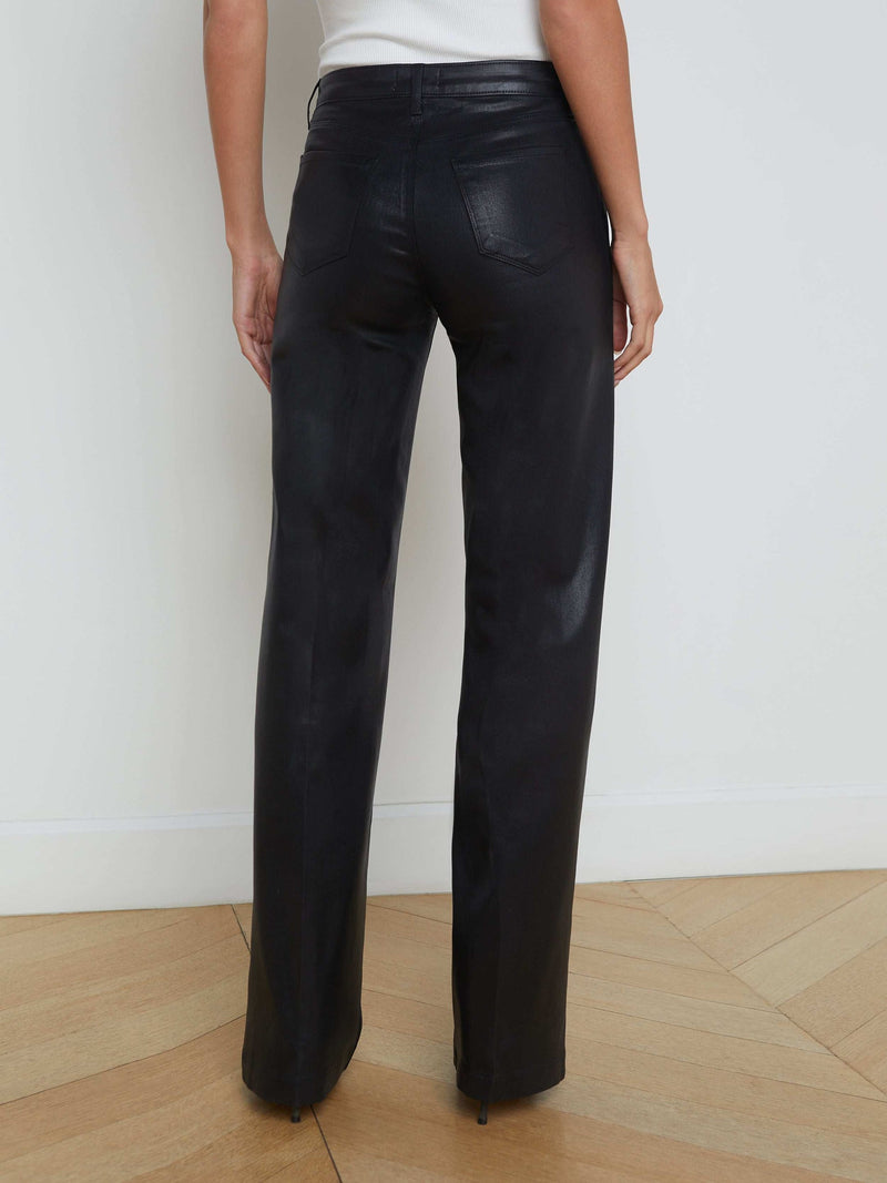 Clayton Coated Wide-Leg Jean Black-L&