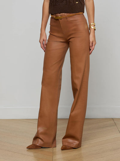 Clayton Coated Wide-Leg Jean Light Cognac Coated-L'Agence-Tocca Finita