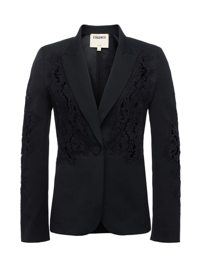 Clementine Lace Aplique Blazer in Black-L'Agence-Tocca Finita