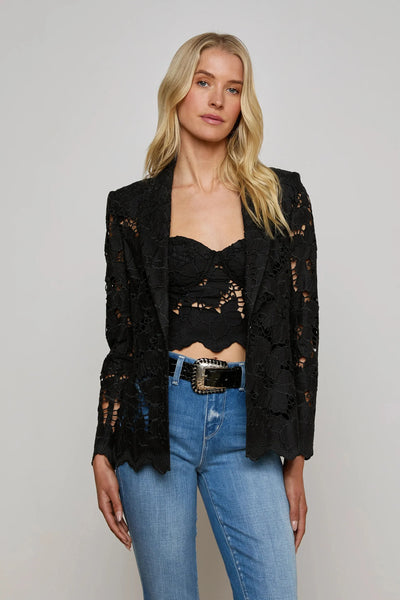 Clementine Lace Blazer In Black-L'Agence-Tocca Finita